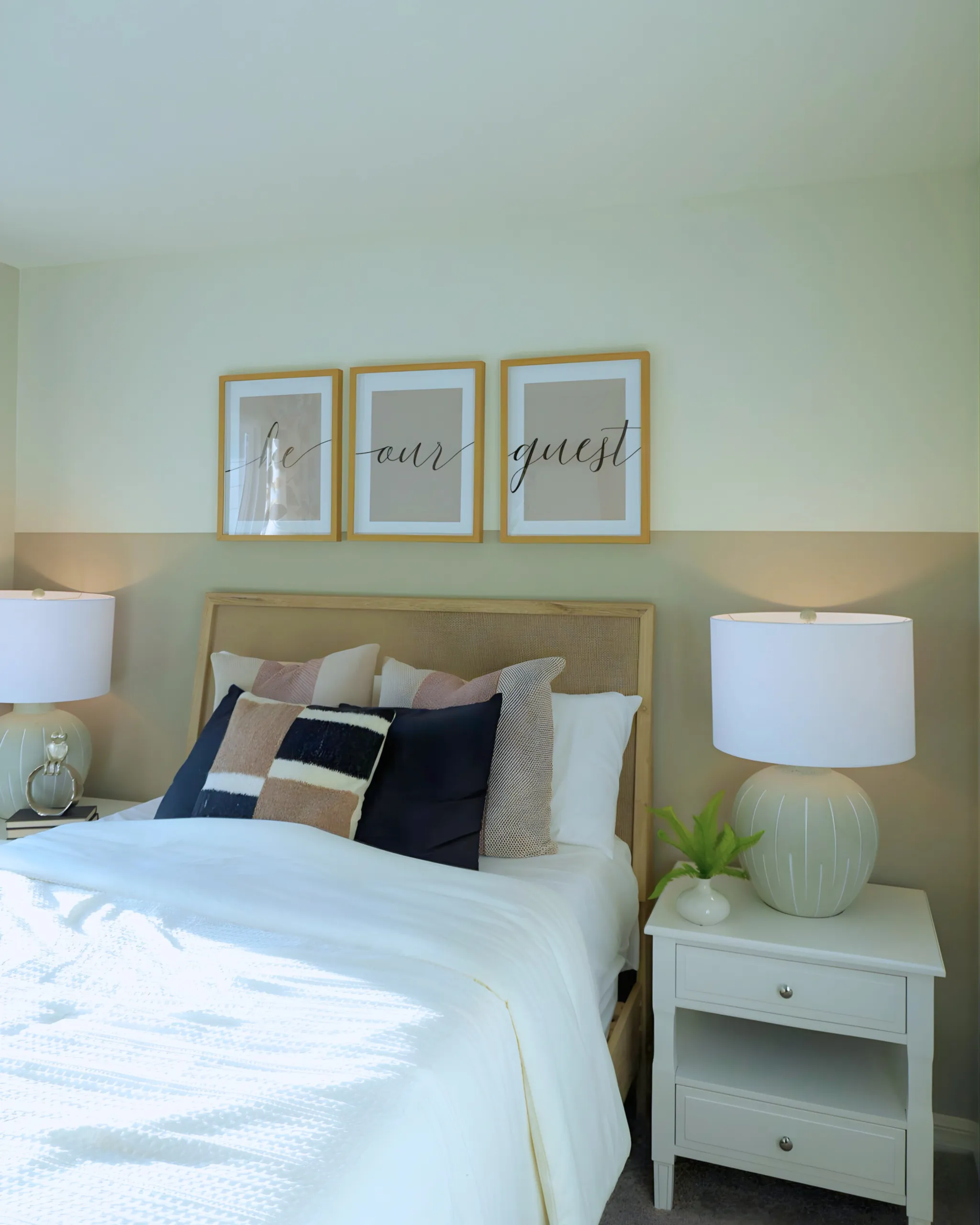 Bright guest bedroom with fresh interior paint